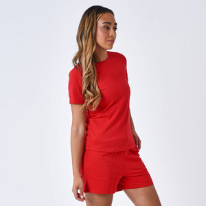 ชุด2ชิ้นสำหรับผู้หญิงชุดผ้าฝ้าย100% สำหรับผู้หญิงชุด2ชิ้นสำหรับฤดูร้อนดีไซน์โลโก้ OEM ตามสั่ง - Product Image 5