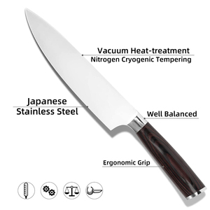 Venta al por mayor personalizado de alta calidad OEM ODM servicio japonés profesional Chef cuchillo de acero inoxidable cuchillo con mango de madera Pakka - Product Image 2