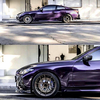 Film adhésif pour carrosserie de voiture PET TPU auto-cicatrisant super brillant métallisé violet Dorota, avec technologie anti-bulles d'air, pour bricolage