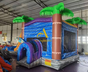 Palm Grove Design 2-en-1 trampolín hinchable gigante PVC inflable doble tobogán juguetes y castillos gorilas con soplador temático del mar - Product Image 2