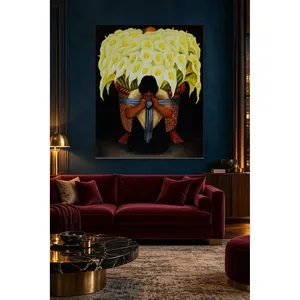 Impresión en Lienzo de Fida Diego Rivera: Vendedora de Flores con Lirios Calla - Product Image 3