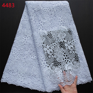 4483 Tessuto in Pizzo Africano di Alta Qualità a Prezzo All'Ingrosso, Pizzo Guipure Bianco Puro, Stili di Tessuto Aso Oke Africano - Product Image 4