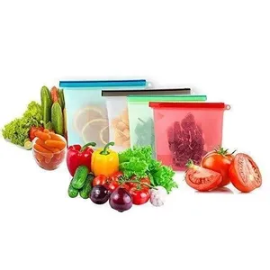 Bulk Order <b>Reusable</b> Silicone Food Storage <b>Bag</b> 1 Ltr Airtight Leakproof BPA Free <b>Freezer</b> Microwave Safe Multi Color Container - Product Image 5