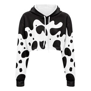 เสื้อฮู้ดครอปท็อปผู้หญิงสั่งทำราคาถูก พิมพ์ลายแบบซับลิเมชั่น สีพื้น ระบายอากาศได้ดี เสื้อฮู้ดผู้หญิงแบบสั่งทำสำหรับใส่ลำลอง - Product Image 1