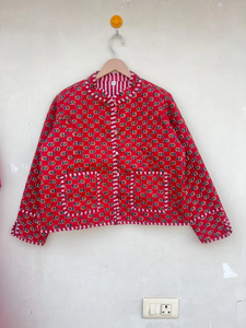 Veste Femme Réversible en Coton Fait à la Main Kantha Automne/Hiver Manches Longues Respirante Tissée et Matelassée pour Femme - Product Image 6