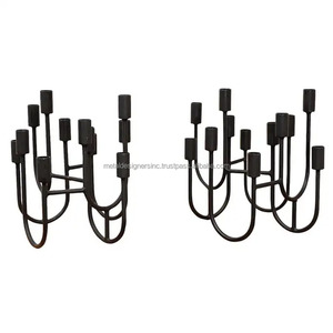 Metal <b>Black</b> 12 Candlestick <b>Holder</b> Wrought Iron <b>Black</b> Decorative <b>Candle</b> <b>Holder</b> for Home and Gift - Product Image 1