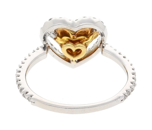 Anillo de compromiso de Halo de diamante de corazón amarillo flotante de Plata de Ley 925 sólida para joyería de moda de mujer - Product Image 3