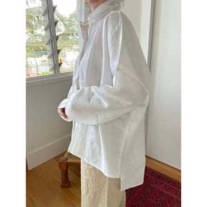 Camisa Blanca de Lino y Popelina de Algodón, Estilo Casual con Decoración de Botones, Talla Única para Primavera/Verano y Otoño - Product Image 2