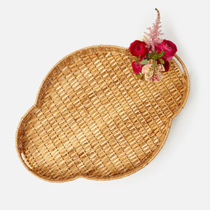 Charming Stylish Touch Versatile <b>Natural</b> Tone Multipurpose Home Decor <b>Hand</b> Braided Rattan Tray Made by Vietnam Artisans - Product Image 2