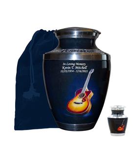 Urne funéraire pour mélomanes, grandes tailles et souvenirs avec sacs en velours, urne funéraire pour guitare avec personnalisation (grande taille) - Product Image 1