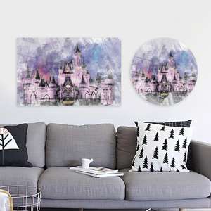 Printed Canvas Artwork: Modern <b>Disney</b> Cinderella Castle <b>Glass</b> Decor,TEMPERED <b>GLASS</b> ART - Product Image 1