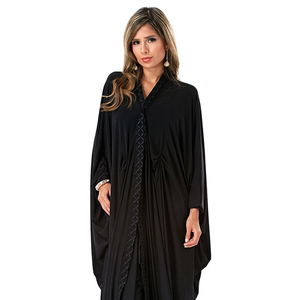 Abaya de aspecto Premium negro completo con tela de alta calidad - Product Image 1