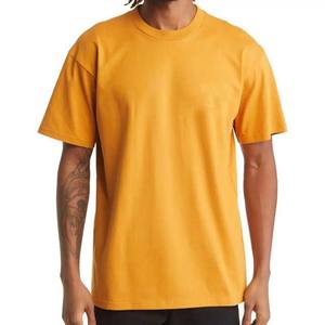 เสื้อยืดผู้ชายสีเหลืองเรียบง่าย ออกแบบโลโก้ได้ แขนสั้น ทรงโอเวอร์ไซส์ สำหรับฤดูร้อน เล่นกีฬา ลำลอง ผ้าฝ้าย คอกลม - Product Image 1