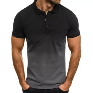 Polo personnalisé Slim Fit pour hommes Gradient Print Short Sleeve Lapel Tee pour décontracté et loisirs Wear polos - Product Image 4