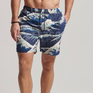 Shorts de plage décontractés à taille élastique, nouveau style, respirants et à séchage rapide, en polyester/coton, motif uni, les plus vendus - Product Image 1