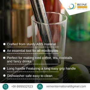 Fournisseur en gros Pilon à cocktail à long manche Outil de barre en plastique noir pour écraser les fruits en pressant les cubes de sucre à la menthe Portable - Product Image 2