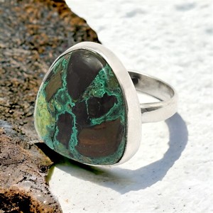 Bague en argent sterling 925 faite à la main en azurite naturelle malachite fournisseur de bijoux fins belle bague de fête antique faite à la main - Product Image 5