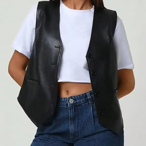 Chalecos de Alta Calidad al por Mayor para Mujer, Nuevo Diseño de Moda, Chaleco de Piel de Oveja, OEM Premium, Chaleco de Cuero Auténtico de Entrega Rápida - Product Image 4