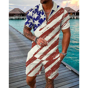 Ensemble t-shirt et short pour homme en tissu polaire respirant pour l'été, avec position et couleur de logo personnalisés - Product Image 2