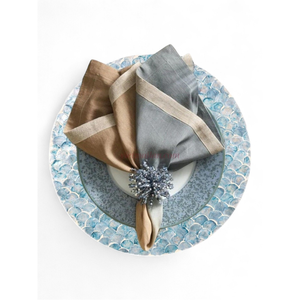 <b>Blue</b> Mother of Pearl <b>Placemats</b> Designed for Everyday Meals and Natural Table Styling from Vietnam - Product Image 2