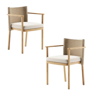 เก้าอี้รับประทานอาหารในสวนแบบทันสมัยเฟอร์นิเจอร์กลางแจ้งคาเฟ่พร้อมเชือกไม้สักสานลานสวนเก้าอี้สำหรับเฟอร์นิเจอร์กลางแจ้งทุกสภาพอากาศ - Product Image 6