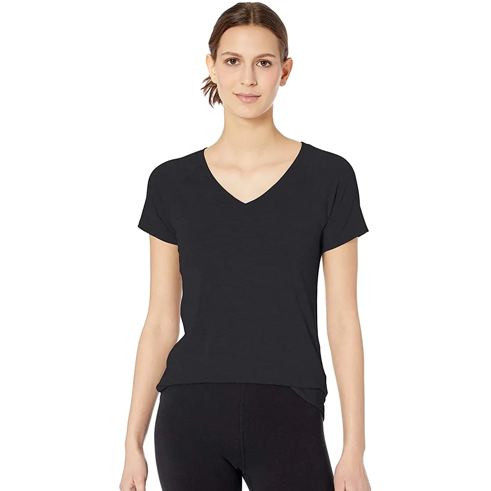 Body Fitted T-shirt Made In Cotton Polyester Ladies Arm Black 100% Cotton Unisex Sports Casual Plain Dyed Tee Knitted