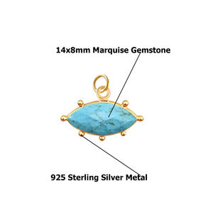 925 Sterling Silver Marquise Faceted Green Amethyst Gemstone DIY Jewelry Making <b>Charm</b> Pendant Gold Vermeil Bezel for Tiny Gift - Product Image 3