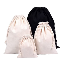 Sac à poussière en toile de coton et lin noir écologique avec logo personnalisé, motif à lettres et cordon de serrage – Solution de shopping élégante CENTIC CT-CTB014