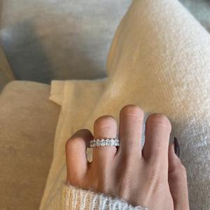 4.00 Carat Oval Cut Lab Grown Diamond Eternity Band F VVS2 VVS1 18K White Gold Wedding Anniversary <b>Ring</b> Trendy Band - Product Image 1