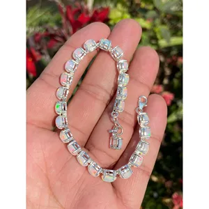 925 Silver Oval <b>Opal</b> Tennis <b>Bracelet</b> Fashionable Jewelry for Women - Product Image 2