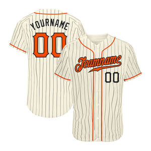 Camiseta de béisbol auténtica personalizada para CREAM Black Pinstripe ORANGE-Black Premium 100% Poliéster Ultimate Performance Style - Product Image 6