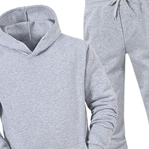 Premium <b>Plain</b> Fleece Tracksuit Set For <b>Men</b> Light <b>Grey</b> <b>Hoodie</b> And Jogger Suit Winter Warm Casual Wear Oem Custom Bulk Wholesale - Product Image 6