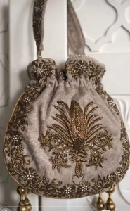 Bolsas de POTLI hechas a mano embellecidas con cuentas de cristal, piedra, perla, trabajo ZARDOZI-2021 - Product Image 6