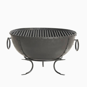 Cuenco de fuego al aire libre para quemar madera con soporte, pozo de fuego de hierro de metal desgastado con soporte - Product Image 2