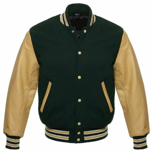 Veste universitaire pour hommes col montant saison d'hiver haute qualité Style décontracté Baseball Letterman veste à manches en cuir - Product Image 5