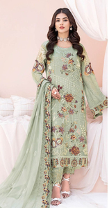Nuevo traje de trabajo de secuencia de bordado Georgette pesado pakistaní con tela de vestido elegante de colección Dupatta - Product Image 5