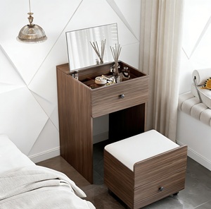 Meilleur classement Petite <span class=keywords><strong>coiffeuse</strong></span> avec 3 couleurs de lumière Table de maquillage avec <span class=keywords><strong>espace</strong></span> de rangement <span class=keywords><strong>Coiffeuse</strong></span> gain de place Chambre à coucher - Product Image 4
