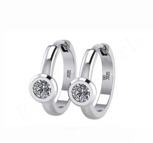 RJE02 personalizado 4mm S925 plata esterlina clásico corazón patrón pendientes sólido 925 Plata CZ aro boda elegante regalo para mujeres - Product Image 1