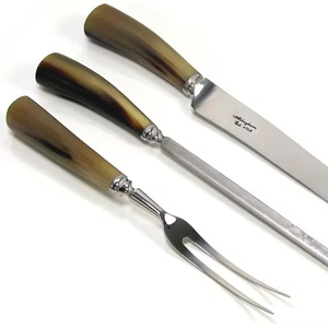 Cuchillo de caza de acero de Damasco hecho a mano, cuchillos desolladores de alto carbono con mango de hueso y Cuerno, cuchillo de Chef de uso Industrial para exteriores - Product Image 1