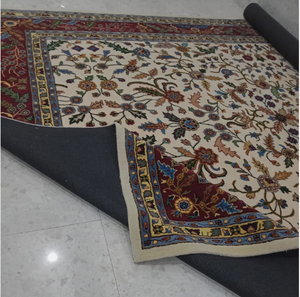 Patrón floral persa tradicional de lana anudada a mano de calidad superior en marrón, azul y beige para sala de estar, oficina y cualquier habitación - Product Image 3