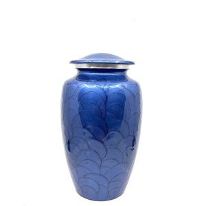 Urne funéraire élégante en laiton bleu pour adulte avec nacre, dimensions 27x15 cm - Product Image 1