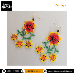 Pendientes de borlas con cuentas de flores multicolores hechos a mano de estilo clásico a precio de descuento del mejor fabricante indio del mundo - Product Image 4