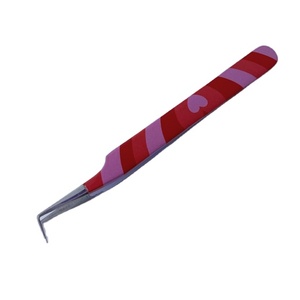 Usine En Gros Volume Cils Pince À Épiler Petite Pointe En Forme De Botte Avec Forte Poignée Droite Motif Nano Fiber Pointe Pince À Épiler - Product Image 1
