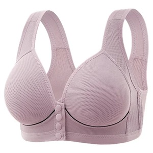 Sujetador sencillo de Color sólido para mujer, Copa triangular, correas finas, hebilla frontal en el pecho, sujetador acanalado inalámbrico, Sujetador deportivo Sexy con espalda cruzada - Product Image 2