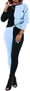 Vente chaude femmes 2 pièces tenues couleur bloc à manches longues sweat et pantalons longs survêtement Jogging costumes survêtement - Product Image 4