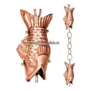 Cadena de lluvia de pescado de boca ancha grande colgante de cobre decorativo de alta calidad uso para jardín en forma personalizada y tamaño al mejor precio - Product Image 1