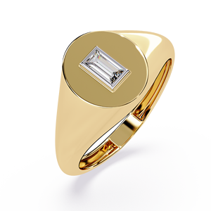 Bague en or massif 10K 14K personnalisable avec diamant taille baguette, certification IGI, style ethnique, fabrication artisanale pour femme - Product Image 6