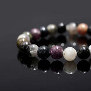 100% Natural Multi Tourmaline Stone 8mm Beaded <b>Bracelet</b> 7 Inches Ball Shape Pattern - Product Image 3