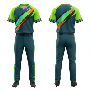 Ensemble d'uniformes de baseball personnalisés en gros, légers, respirants, en maille, sublimation, 100% polyester, col en V, couleurs et logos personnalisés - Product Image 1
