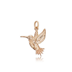 Colibrí diseño de símbolo liso Plata de Ley 925 venta al por Mayor turco hecho a mano colgante liso encanto joyería fina - Product Image 6